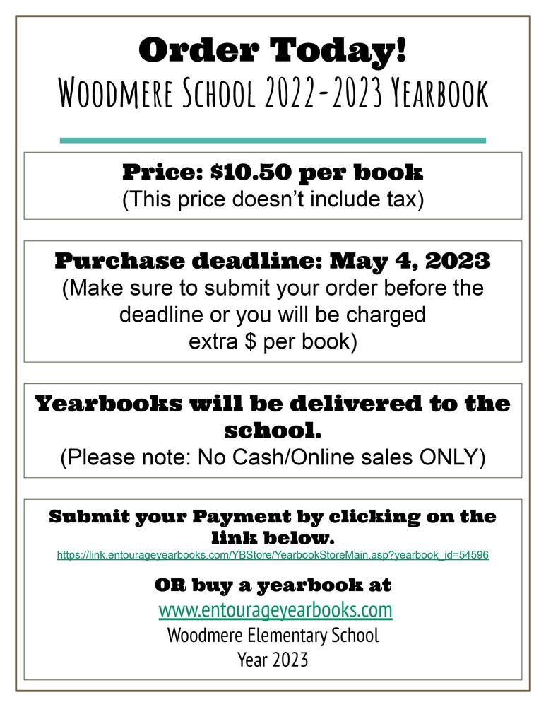 Woodmere Yearbook order information 2023 Woodmere School